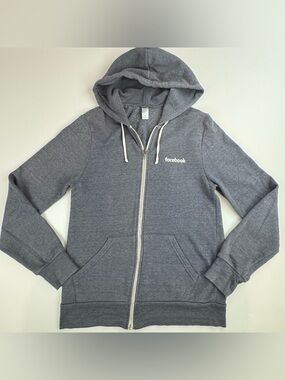 Alternative Full Zip Facebook Hoodie Sweatshirt Men's Medium Blue Y2K Techbro